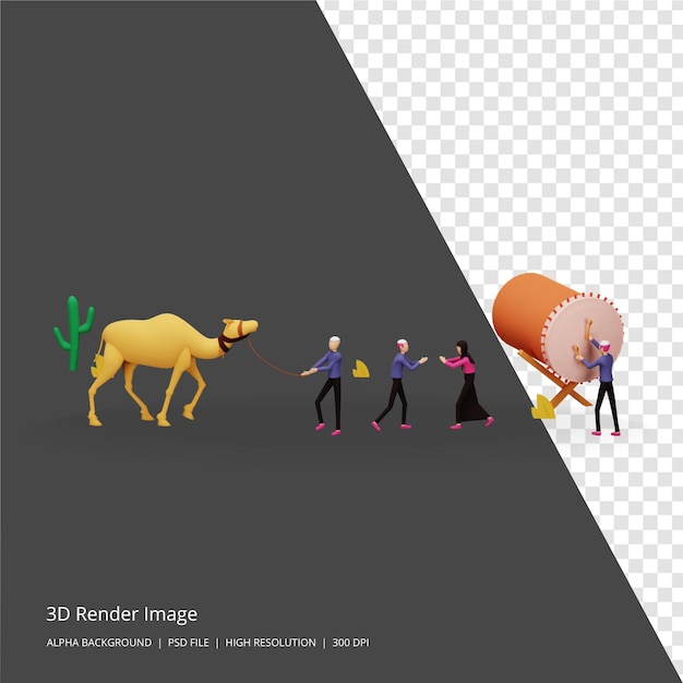 PSD ilustración de render 3d del concepto islámico