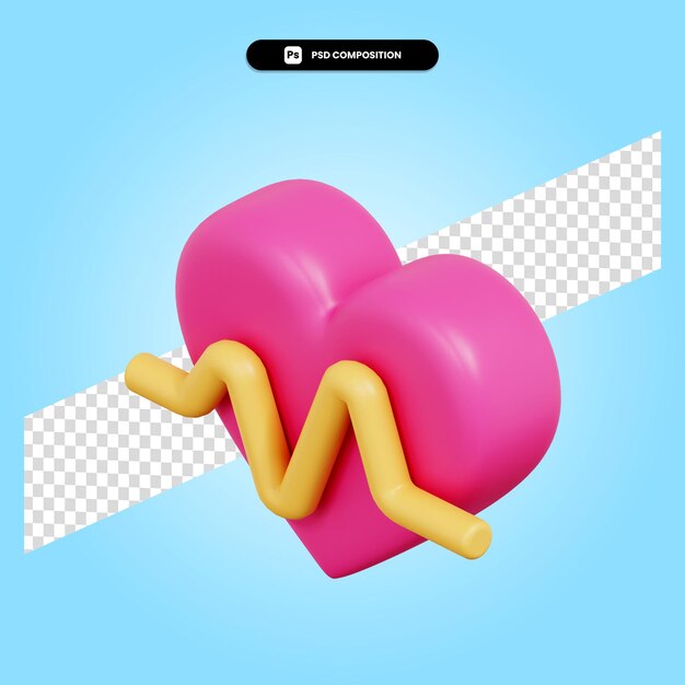 Ilustración de render 3d de corazón aislado