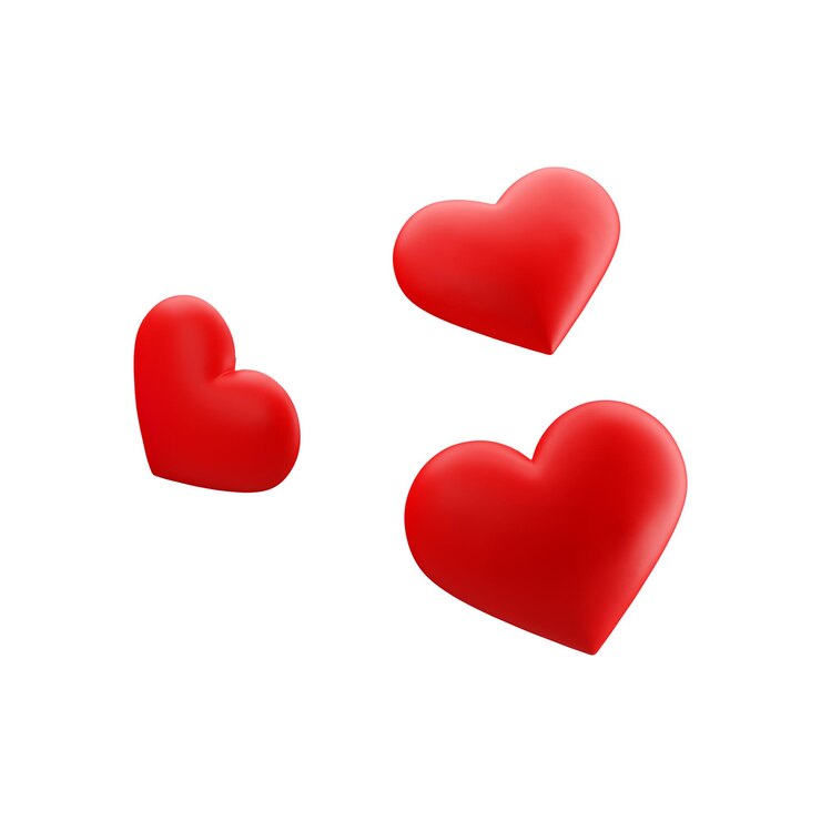 PSD ilustración de render 3d de corazones rojos aislado transparente