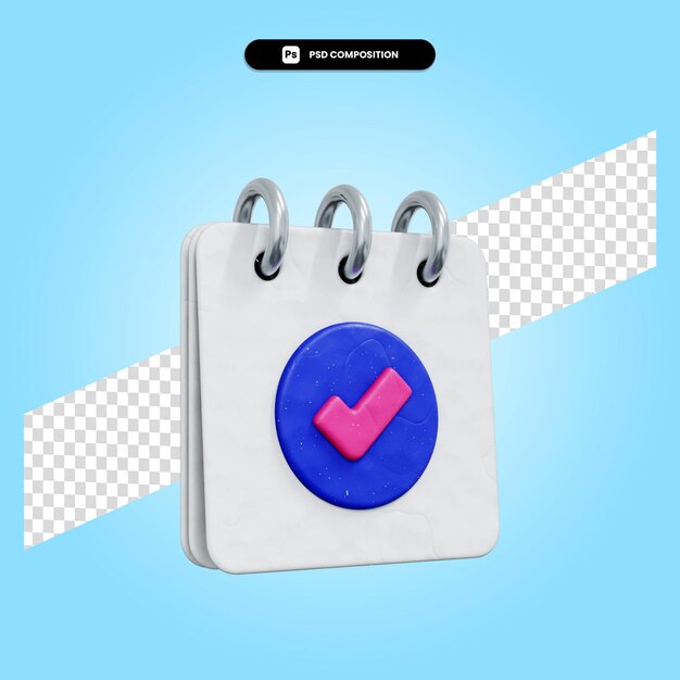 Ilustración de render 3d de cuaderno de notas aislado