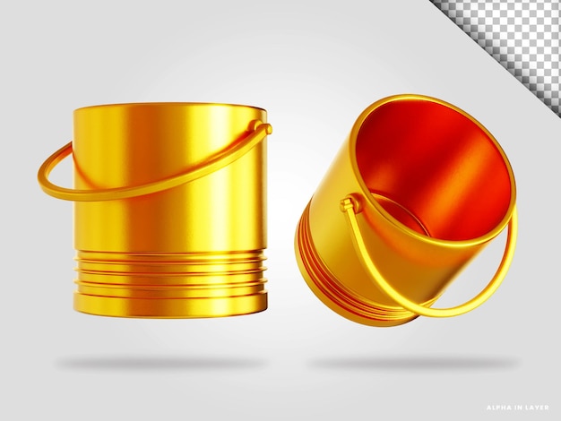 Ilustración de render 3d de cubo de oro aislado