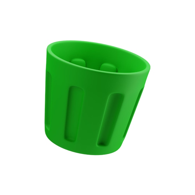 PSD ilustración de render 3d de cubo de plástico verde aislado transparente