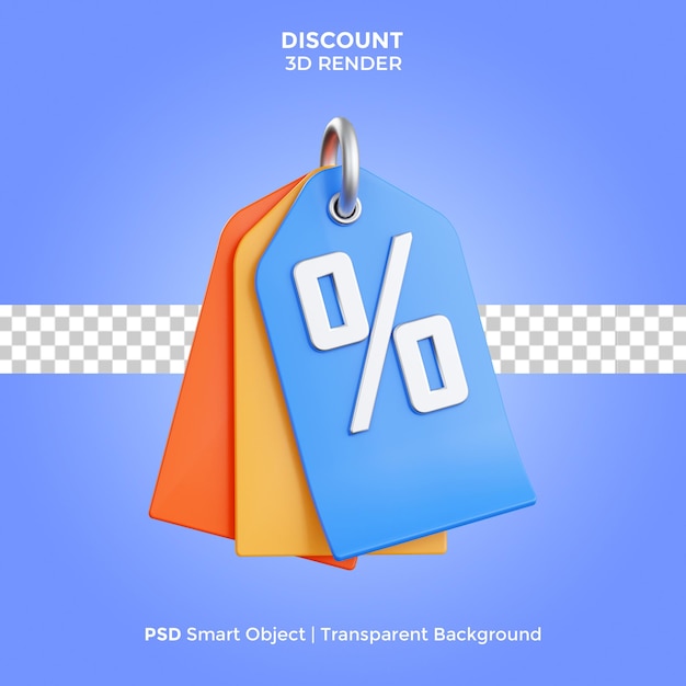 Ilustración de render 3d de descuento psd premium aislado