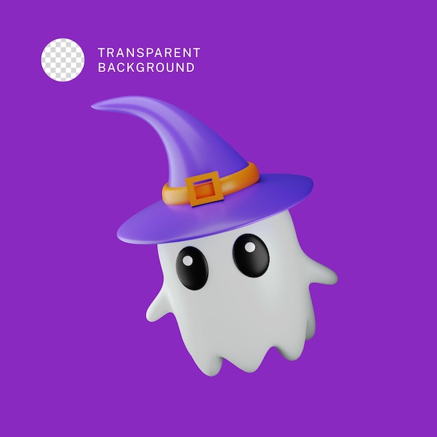 ilustración de render 3d de fantasma lindo de personaje de halloween psd