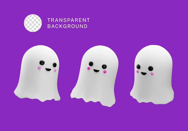 PSD ilustración de render 3d de fantasma lindo de personaje de halloween psd