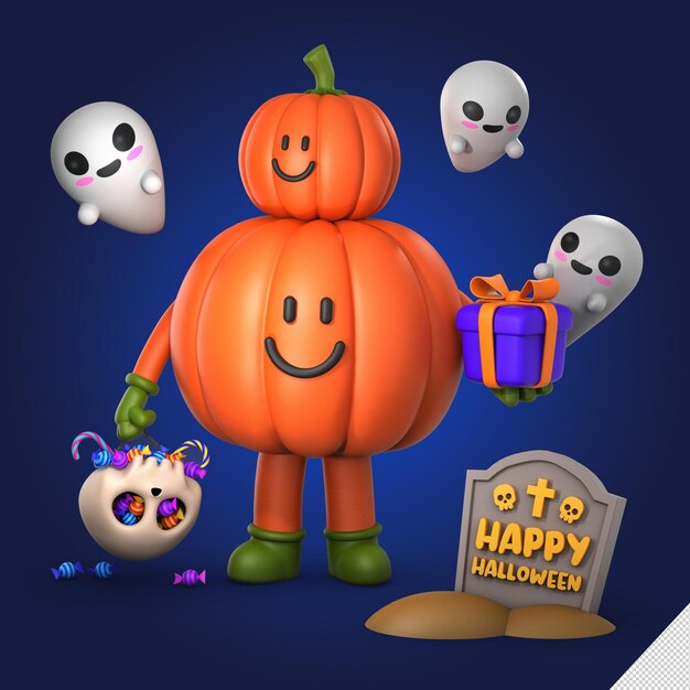 Ilustración de render 3d de feliz halloween