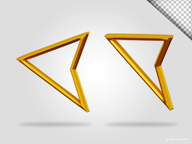 PSD ilustración de render 3d de flecha dorada aislada