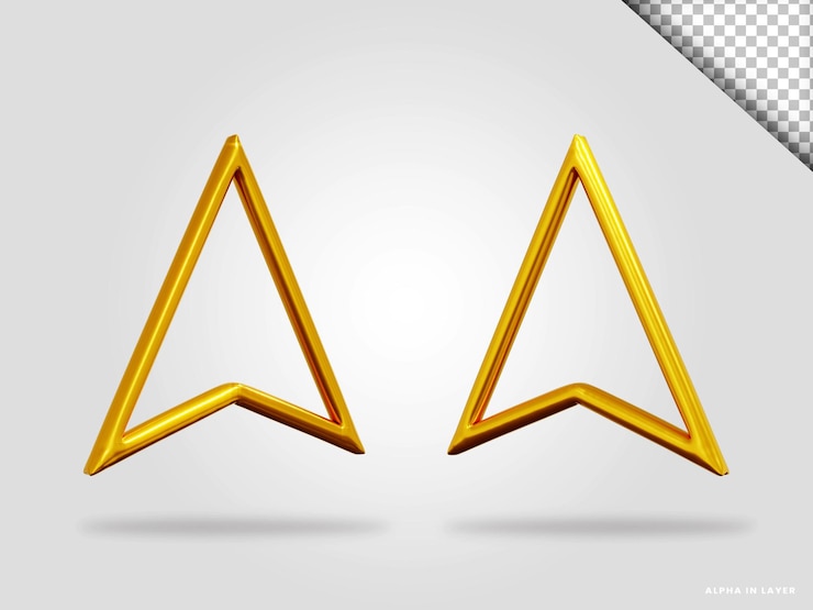 PSD ilustración de render 3d de flecha dorada aislada