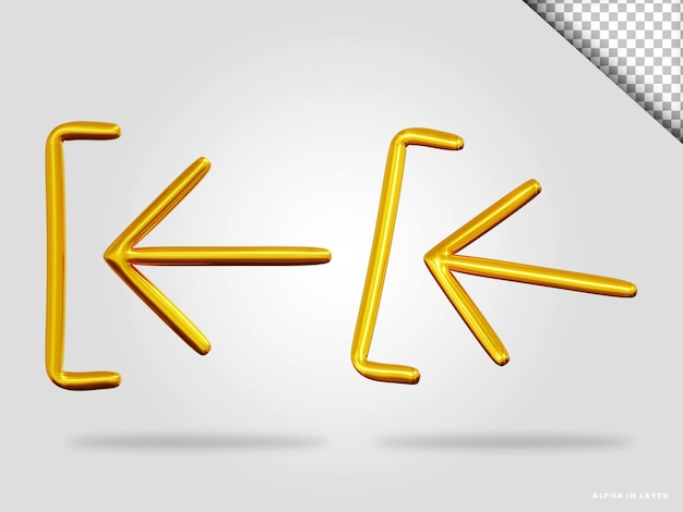 Ilustración de render 3d de flecha dorada aislada