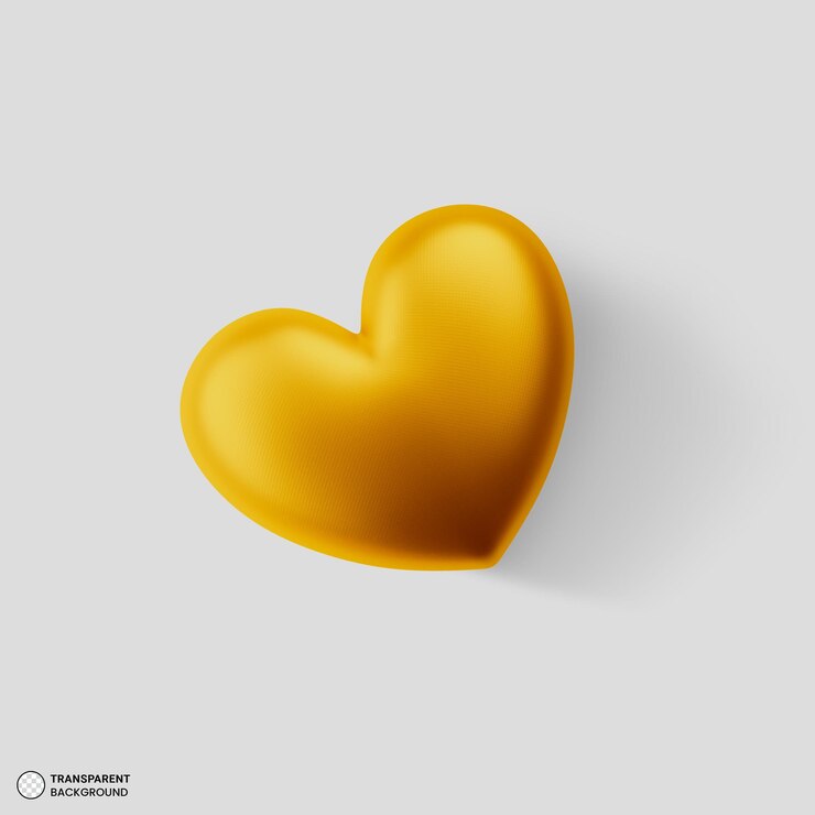 PSD ilustración de render 3d en forma de corazón amarillo brillante