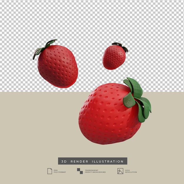 Ilustración de render 3d de frutas de fresa