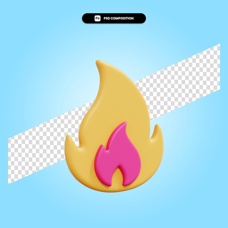 PSD ilustración de render 3d de fuego aislado