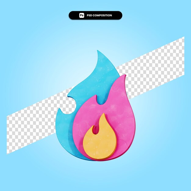 PSD ilustración de render 3d de fuego aislado