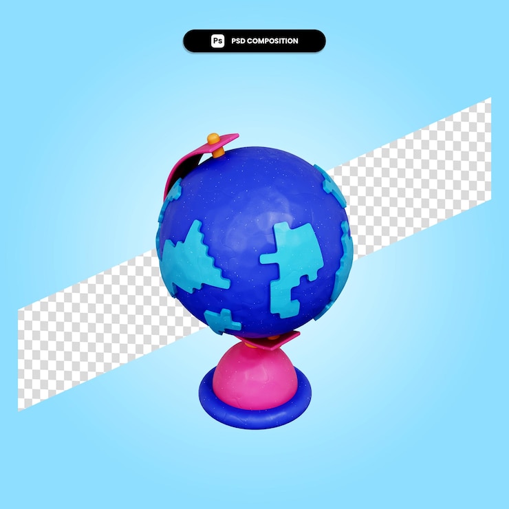 PSD ilustración de render 3d globo aislado