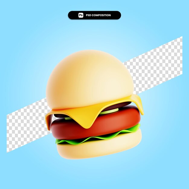 Ilustración de render 3d de hamburguesa aislado