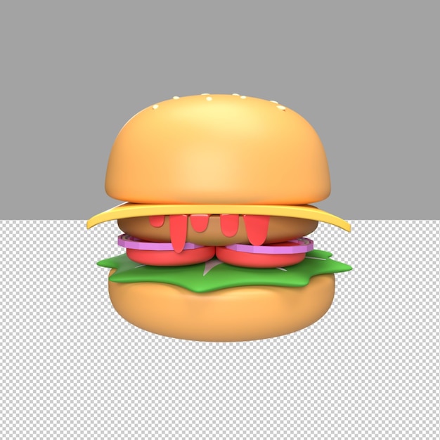 PSD ilustración de render 3d de hamburguesa