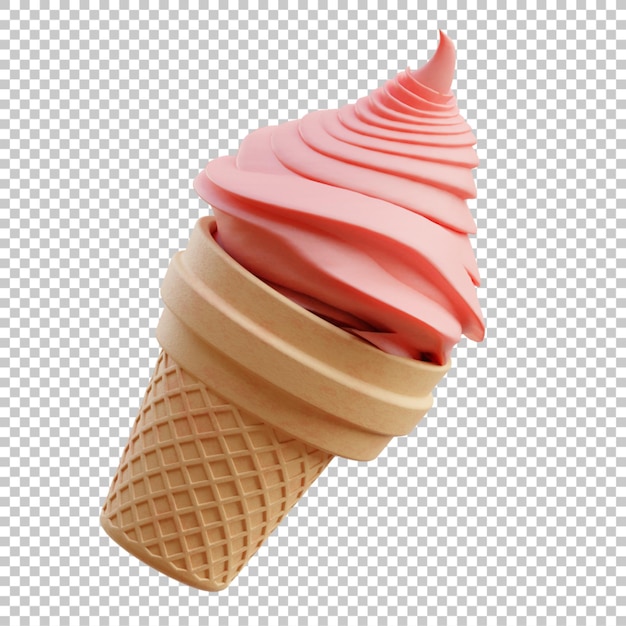 Ilustración de render 3D helado rosa aislado psd premium