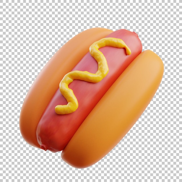 Ilustración de render 3D de hotdog psd premium aislado