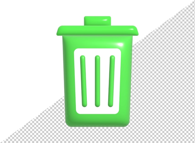 Ilustración de render 3d de icono de burbuja cómica de cubo de basura PSD