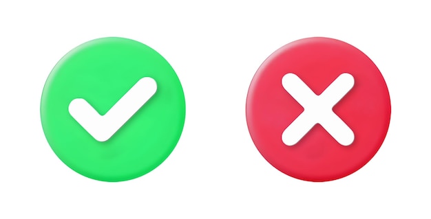 Ilustración de render 3d de icono de casilla de verificación verde