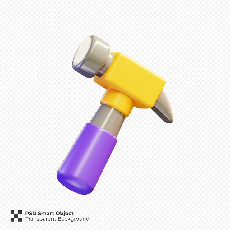 PSD ilustración de render 3d de icono de martillo aislado psd premium