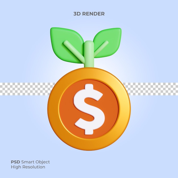 Ilustración de render 3d de icono de planta de dinero aislado psd premium