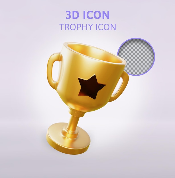 Ilustración de render 3d de icono de trofeo de oro