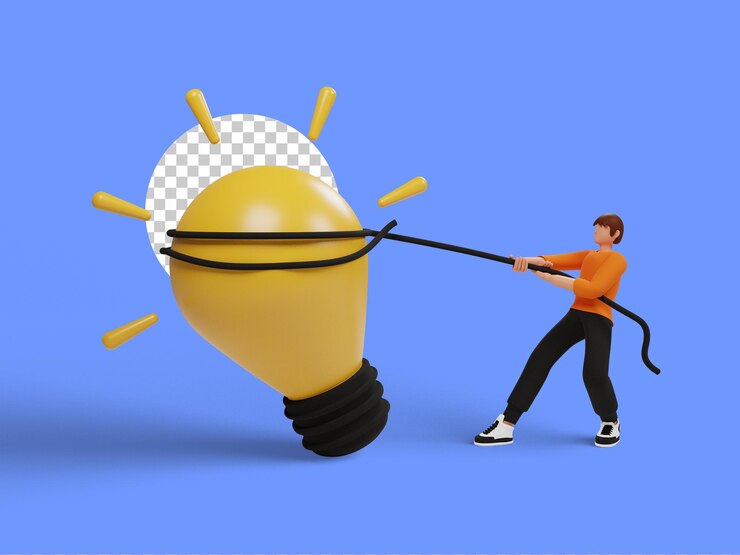 PSD ilustración de render 3d de idea de inicio aislado
