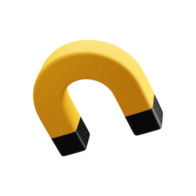 Ilustración de render 3d de imán amarillo negro aislado transparente