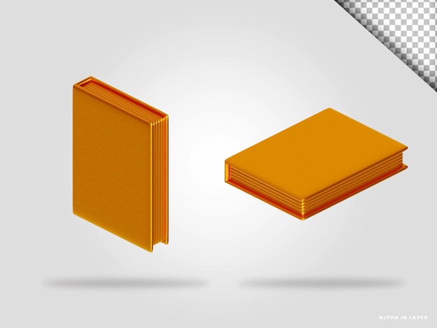 Ilustración de render 3d de libro dorado aislado