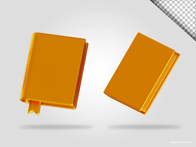 Ilustración de render 3d de libro dorado aislado