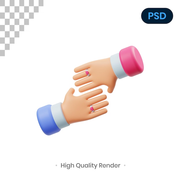 Ilustración de render 3d de mano de anillo PSD premium