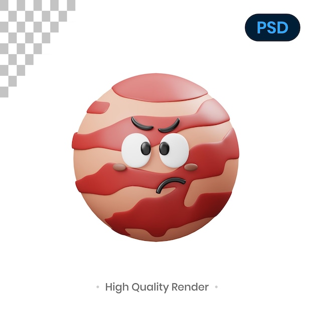 Ilustración de render 3d de marte PSD Premium