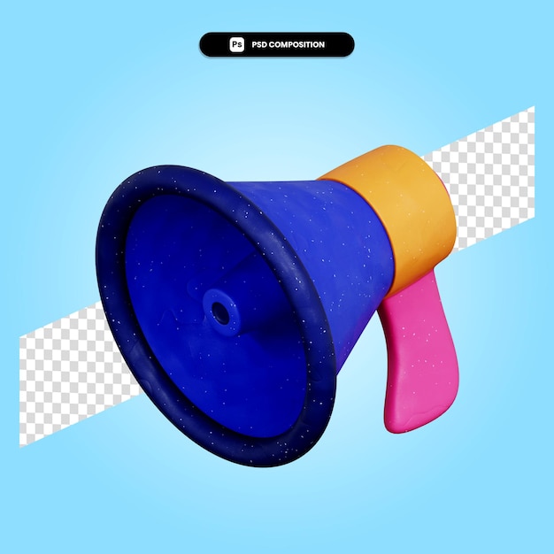 Ilustración de render 3d megáfono aislado
