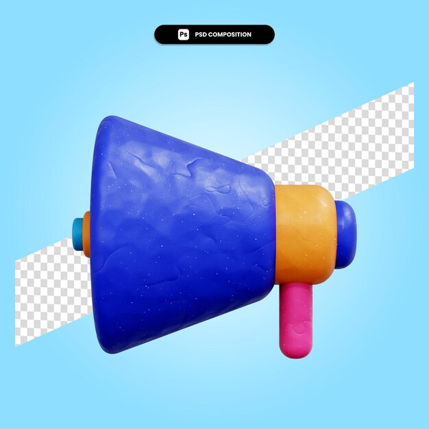 Ilustración de render 3d megáfono aislado