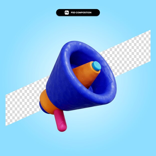 Ilustración de render 3d megáfono aislado