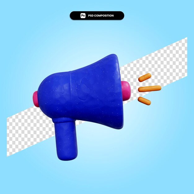 Ilustración de render 3d megáfono aislado
