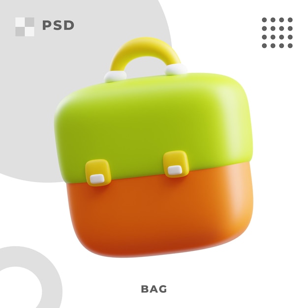 PSD ilustración de render 3d de mochila escolar