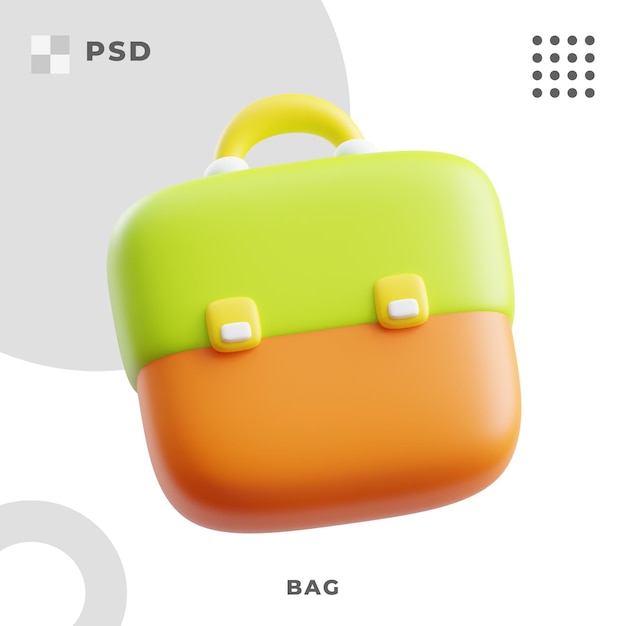 PSD ilustración de render 3d de mochila escolar