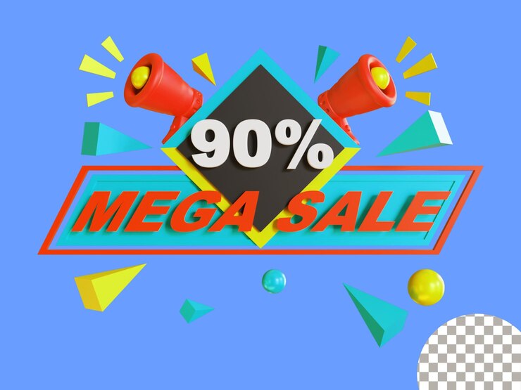 PSD ilustración de render 3d de oferta de descuento de venta