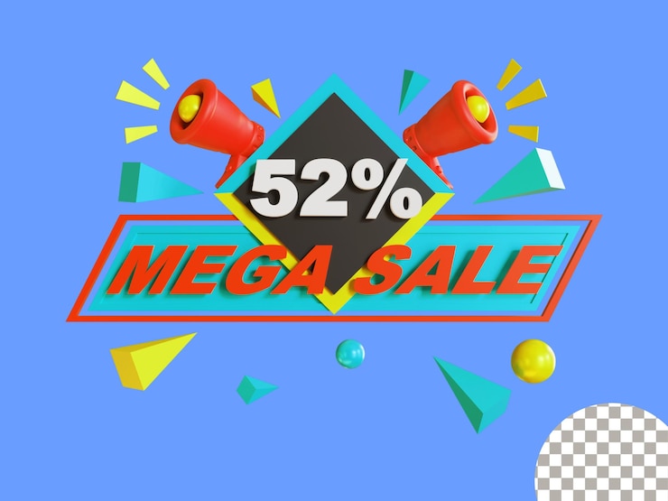 PSD ilustración de render 3d de oferta de descuento de venta