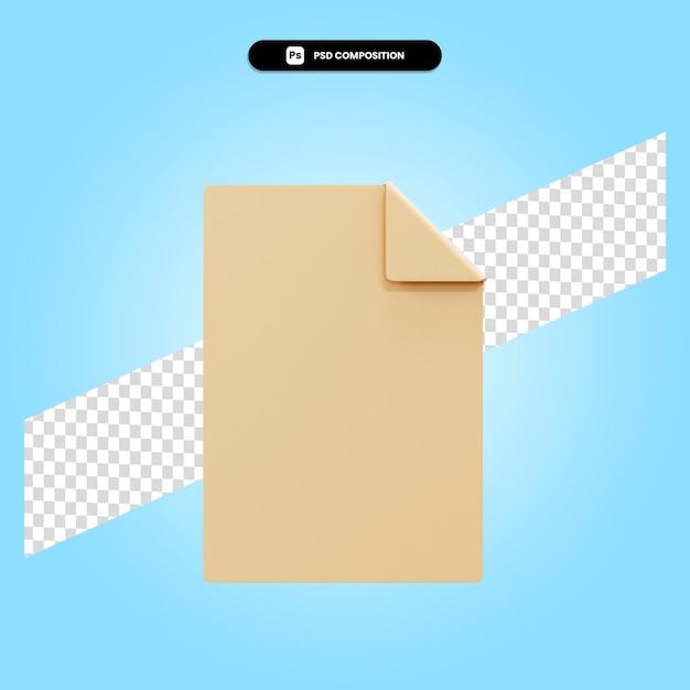 Ilustración de render 3d de papel en blanco aislado