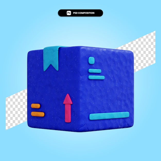Ilustración de render 3d de paquete de cartón aislado