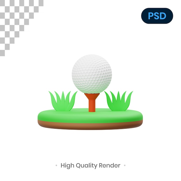 PSD ilustración de render 3d de pelota de golf psd premium