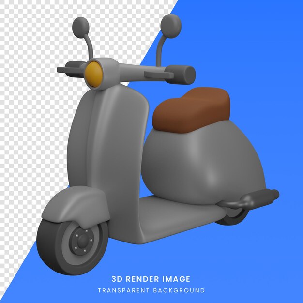 Ilustración de render 3D personaje de dibujos animados de scooter clásico