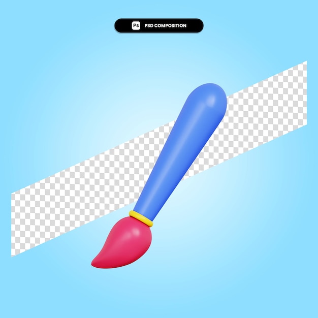 Ilustración de render 3d de pincel de dibujo aislado