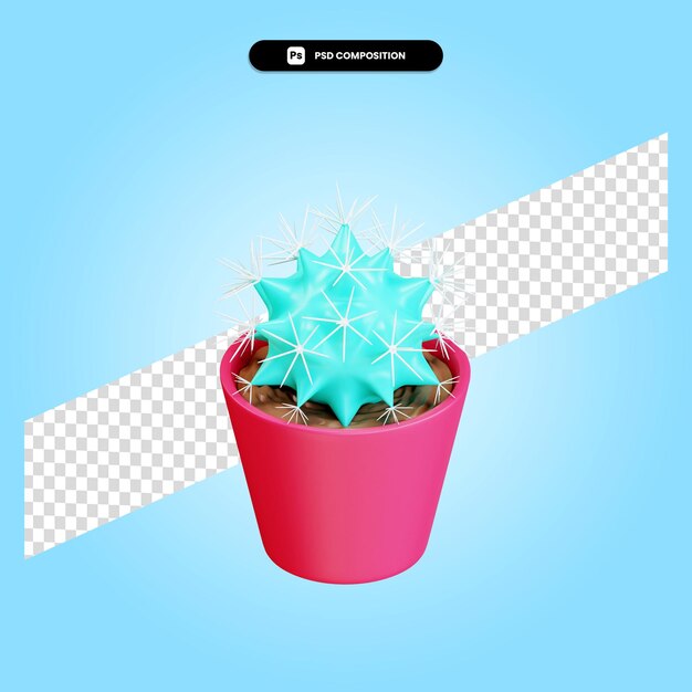 Ilustración de render 3d de planta de cactus aislado