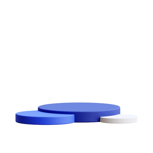 Ilustración de render 3d de podio azul y blanco aislado transparente