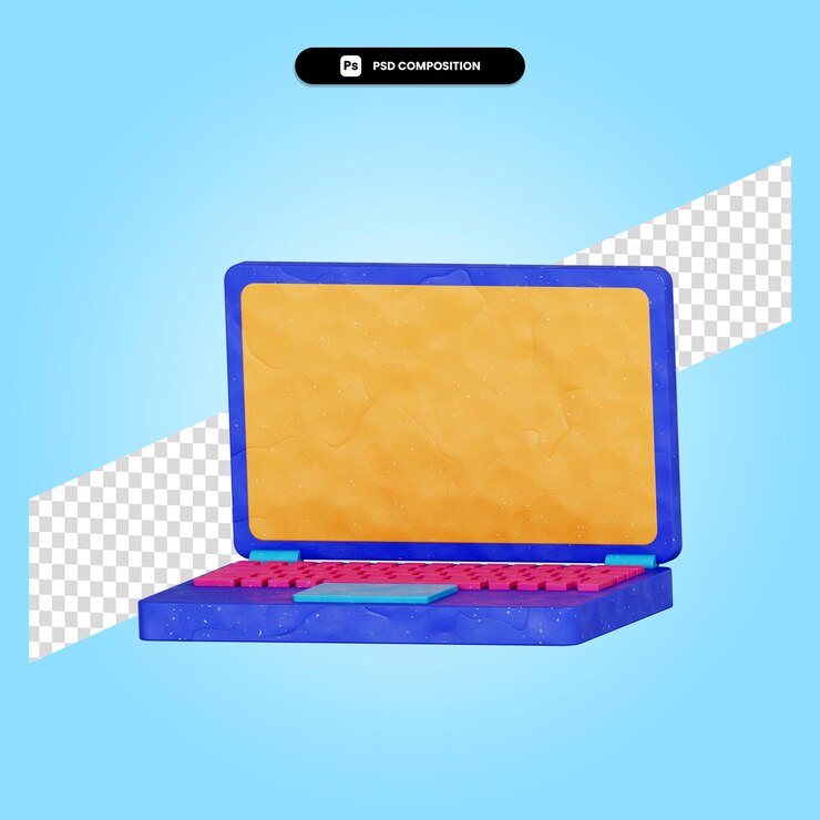 PSD ilustración de render 3d portátil aislado