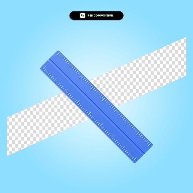 Ilustración de render 3d de regla aislada
